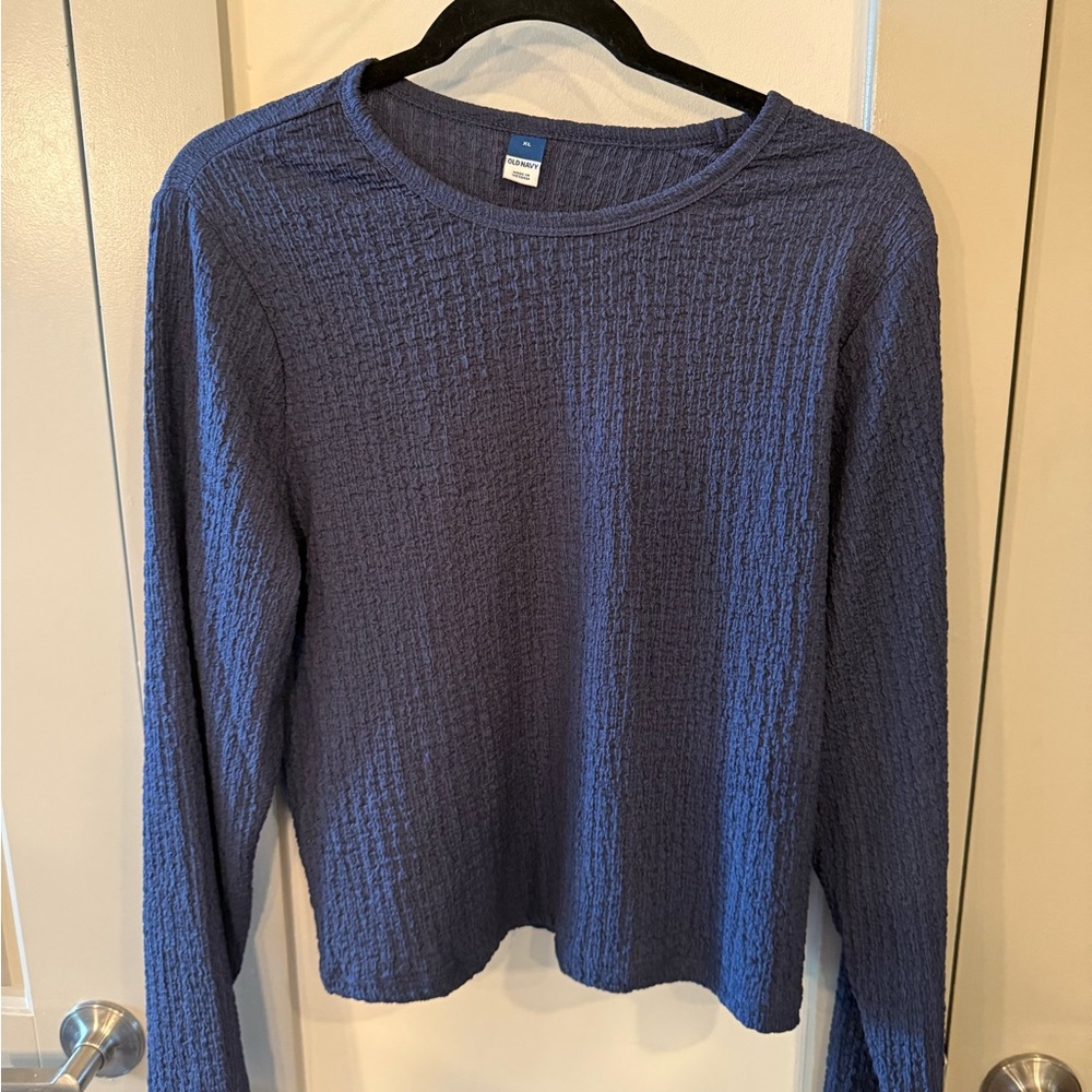 Old Navy Blue Ribbed Long Sleeve Hoodie